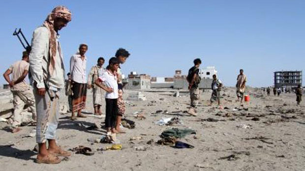 Bombing kills at least 40 outside Yemen military camp