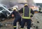 Firefighters in Saudi Arabia's Najran City tackle a blaze caused by rockets fired from Yemen (MEE)
