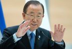 United Nations Secretary-General Ban Ki-moon speaks to University of Calgary students on International Youth Day in Calgary, Alberta, Aug. 12, 2016.